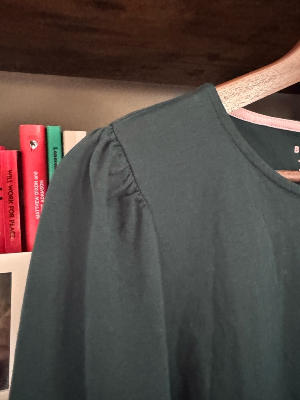 Boden Forest Green Long-Sleeve Puff Shoulder Tee - Picture 2 of 5